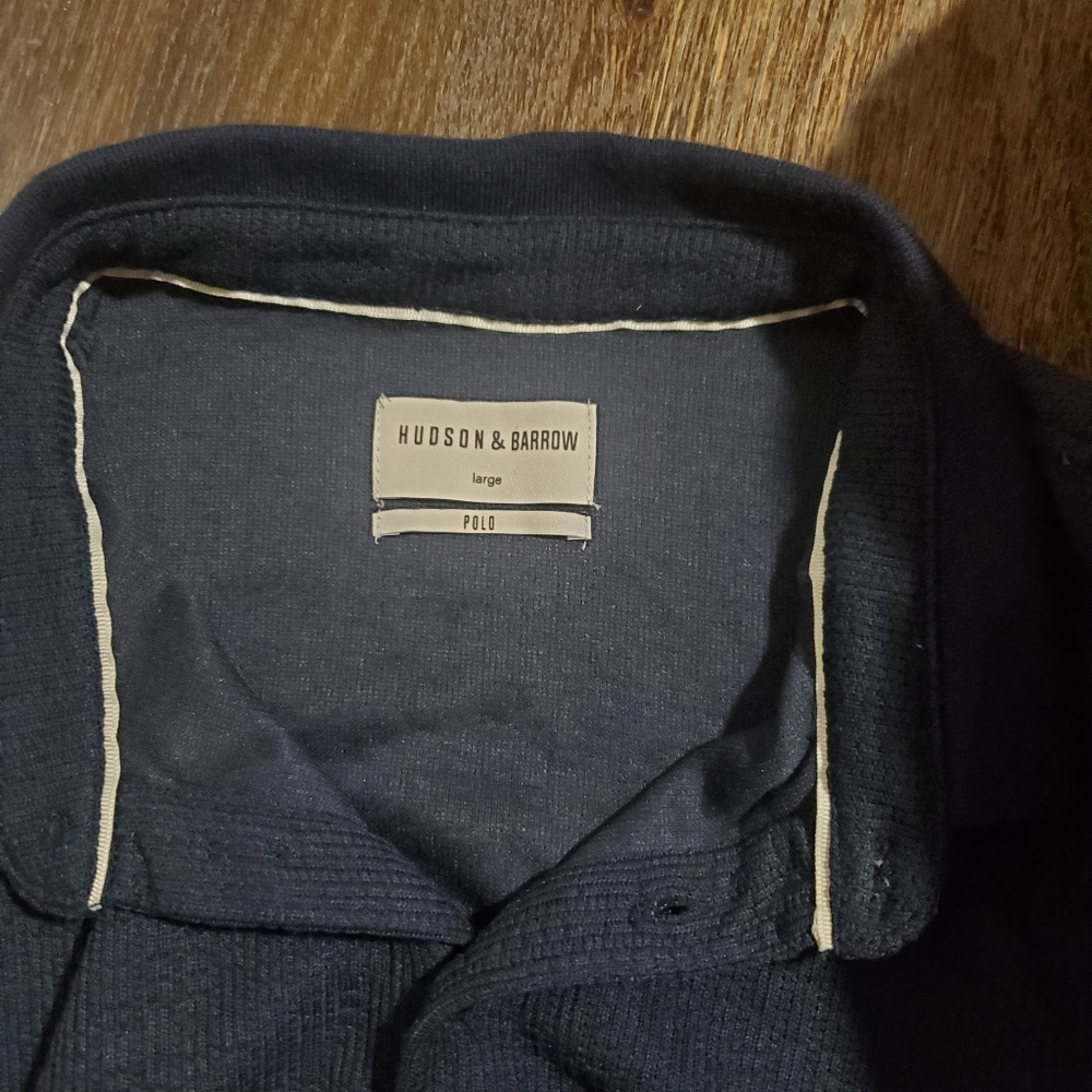 Hudson & Barrows Performance Knit Short Sleeve Polo Shirt Navy Blue Size Large - Picture 4 of 8